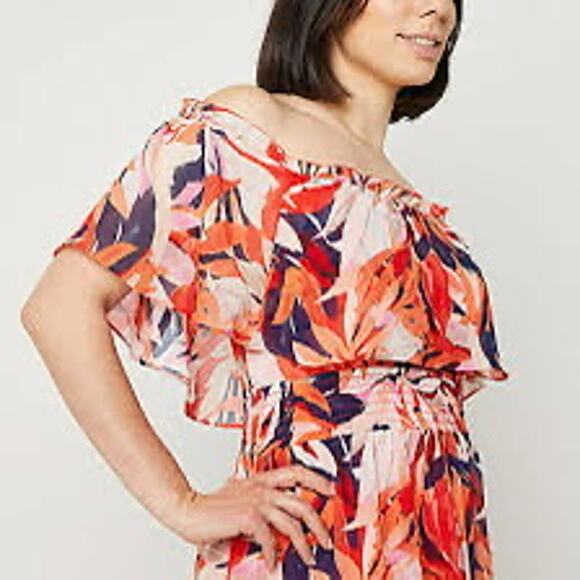 Rabbit Rabbit Rabbit Floral Design Off the Shoulder Maxi Dress, B79, 20W, $48 - Picture 1 of 6